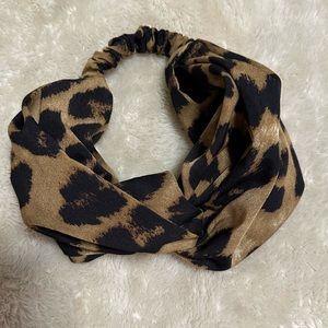 Satin Leopard Print Stretch Headband